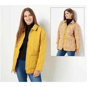 NWOT - Issac Mizrahi Live! Reversible Quilted Barn Jacket- Rich Gold Size Medium
